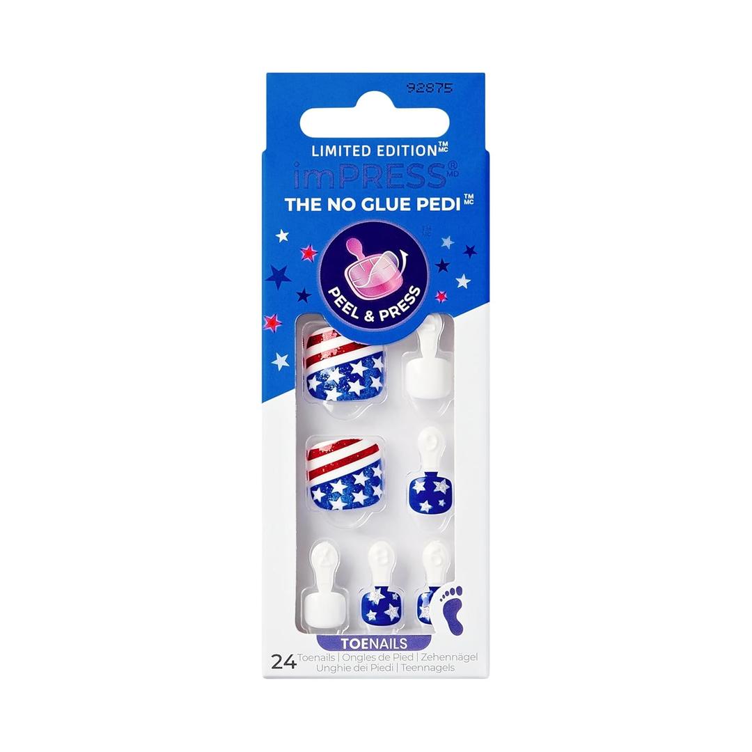 KISS imPRESS No Glue Mani Press On Nails, Design, 'Need a Vacation', Multicolor, Short Size, Squoval Shape, Includes 24 Nails, Prep Pad, Instructions Sheet, 1 Manicure Stick, 1 Mini File