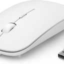 TECKNET Bluetooth Wireless Mouse, Rechargeable Silent Portable Computer Mouse, 6 Adjustable DPI, Dual Mode (Bluetooth 5.2/3.0 and 2.4G USB Receiver) for Laptop, iPad, MacBook, PC, Desktop, Android (white)