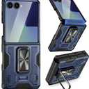 VEGO for Galaxy Z Flip 7 Case [Built-in Screen Protector][Anti-Scratch] [Hinge Protection] Military Drop Protection Ring Kickstand Phone Case for Samsung Galaxy Z Flip 7 5G 2025(Not for Flip 7FE)-Blue