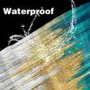 JAWO Abstract Teal Blue Shower Curtain, Lake Blue Boho Ombre Minimalist Chic Art Shower Curtains, Modern Neutral Contemporary Striped Brush Strokes Tan Art Waterproof Bathroom Curtain with 12 Hooks (47"W x 64"L (Pack of 1))