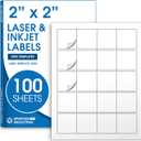 2" X 2" Matte White Printable Labels (100 Sheets, 2000 Stickers) Custom Labels, Logo Stickers, QR Codes for Laser & Inkjet Printers - Spartan Industrial Template S002