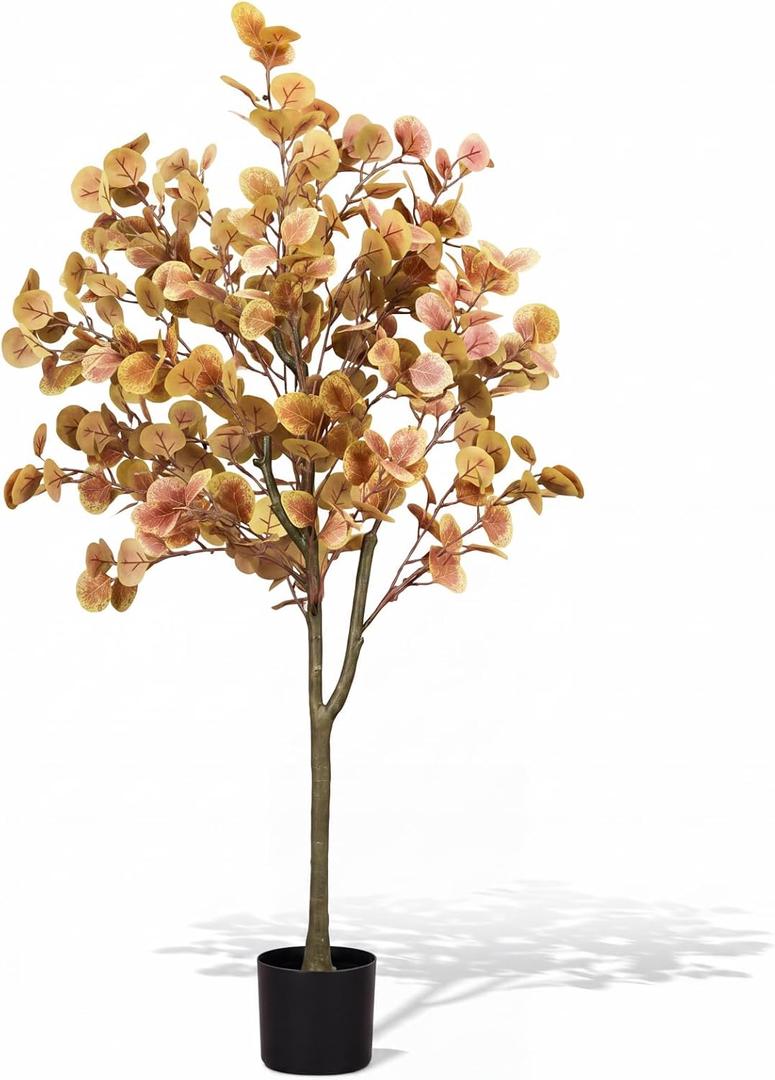 4 ft Fall Eucalyptus Tree, Artificial Autumn Ficus, Thanksgiving Decor