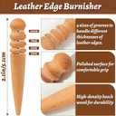 6 Pcs Leather Beveler Tools Set - 4 Size Edge Bevelers, Leather Cutting Knife, Beech Wood Edge Burnisher, Leather Crafting Tools for DIY Craft Work