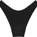 Kepblom Women's Low Rise High Cut Bikini Bottom (Black), XS