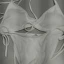 Women's Two Piece Bikini Swimsuit Sexy Ribbed Triangle Top Bathing Suits String Cheeky Bikini Sets (White), S