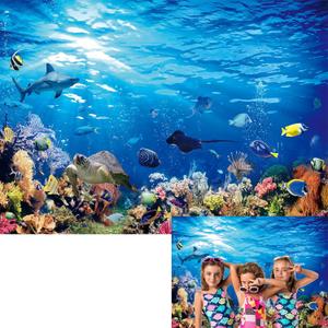 LIANNE 8x6FT Ocean Underwater World Backdrop The Sea Aquarium Background Tropical Fishes Sea Turtle Dolphin Coral Sun Baby Shower Birthday Party Decoration Photo Studio Props
