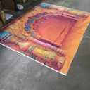 Indian Backdrop 10x8ft India Pooja Marigold Yellow Curtain Photography Background for Wedding Diwali Traditional Festival Party Decorations