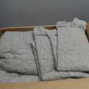 WINLIFE Khaki Ruffled Quilt Set 3pcs King 106''x98'' - Stone Washed Microfiber Crinkled Bedspread for All Season Farmhouse Style Lightweight Shabby Chic Coverlet Set with Pillow Shams
