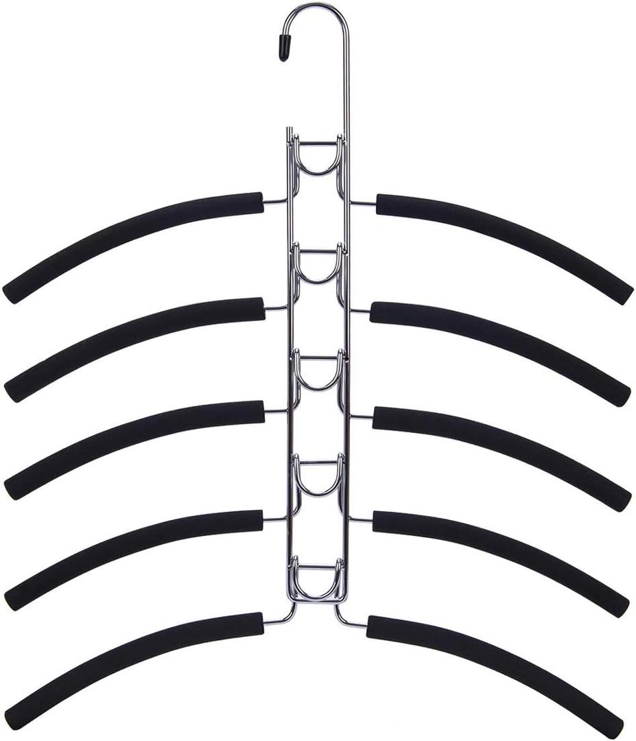 Nature Smile No Shoulder Bump Multiple Sweater Coat Clothes Hangers, Multi Layers Space Saving T Shirt Blouse Rack(4 Pack Black Color)