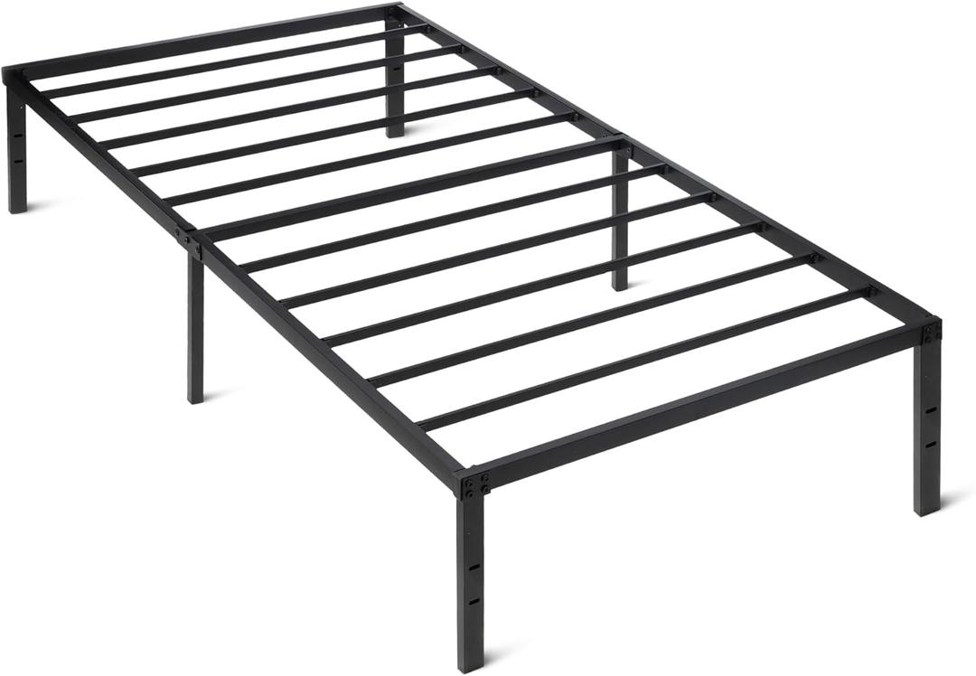 Amazon Basics Metal Bed Frame, Non-Foldable Platform Bed, Easy Assembly, Twin, 39W x 75L x 14H in, Black