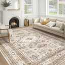 Vintage Living Room Area Rug 8x10 - Large Soft Washable Oriental Traditional Distressed Farmhouse Rugs for Bedroom - Indoor Floor Accent Carpet for Home Office House Decor - Beige