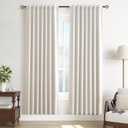 Cream Linen Blackout Curtains for Bedroom 80 Inches Long, Set of 2 Panels Natural Light Blocking Thermal Insulated Privacy Drapes for Dining Room, Textured Curtains