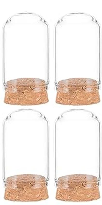 BENECREAT 4 Pack 20ml Glass Jars Bottles, Glass Display Cloche Dome Decoration Bottles 1.95x1.2" with Cork Stoppers for Party Favors, Arts Projects, Home Decoration