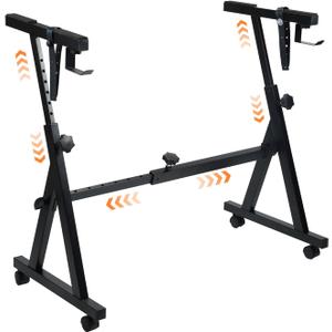 Firstar Piano Keyboard Stand-Z Style Adjustable and Portable Heavy Duty Music Stand with Wheels-Fits 54-88 Key Electric Pianos-Sturdy Musical Keyboard Stand for Practice & Performance