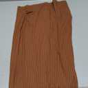 OYOANGLE Women's Maternity Adjustable High Waist Ribbed Knit Split Hem Midi Pencil Skirt (Brown)