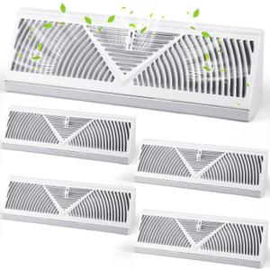 Yaocom 4 Pcs Baseboard Register Vent 15 Inch Duct Opening Size Baseboard Vent Covers Diffuser Adjustable Corner Return Air Grille for Home Floor Wall Air Flow Control