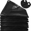 MYFAMIREA 25 x 30FT Pond Liner, 28Mil PE Preformed Pond Liner with 22 Hemmed Edge Buttonholes Sun Resistant Easy Cutting for Outdoor Ponds, Fish Koi Ponds, Garden Fountain, Waterfall Ponds