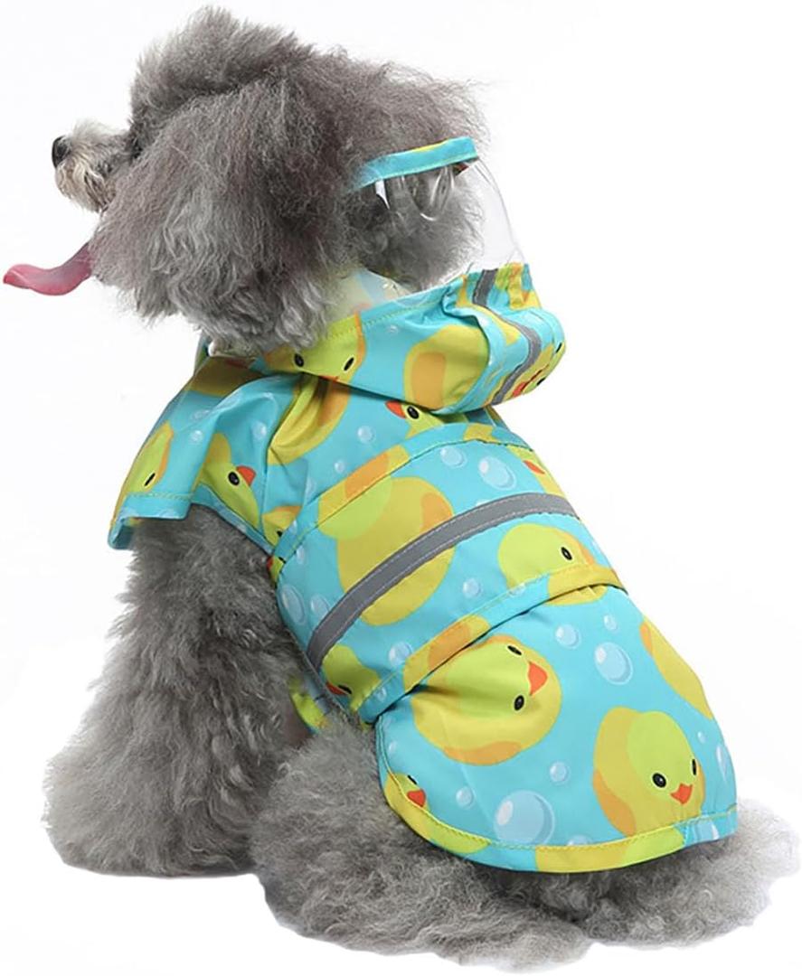 Dog Raincoat Hooded, Reflective Dog Slicker Poncho Adjustable Waterproof Lightweight Rain Jacket for Dogs, Duck,  (S(3-4 pound))