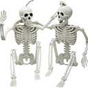 JOYIN 2 PCS 24 Halloween Skeleton Decor, 2 FT Full Body Stayable Posable Skeletons for Halloween, White Human Plastic Bones with Movable Joints for Spooky Indoor Outdoor Decoration, Graveyard Prop