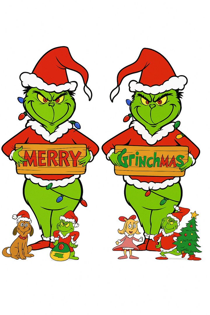 Christmas Yard Signs Outdoor Decoration, Merry Grinchmas, 2 Grinches (22 Inches)