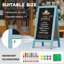 4 THOUGHT A-Frame Chalkboard 40" x 20", Chalk Board Sign Board Magnetic Sandwich Board Pine Wooden Freestanding Double-Sided Chalkboard Easel for Restaurant Cafe Shop Wedding Party, Blue