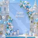 White and Blue Rectangle Arch Backdrop Cover 6.6×4FT Square Stretchy Spandex Fitted Balloon Backdrop Stand Cover for Wedding Birthday Party Baby Shower Graduation Banquet Arch Decor