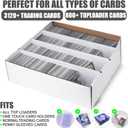 Collector Card Storage Box  Holds 3120 Trading Cards, White Sports Card Organizer with Sorting Tray & Sleeve Cases for Soccer, Basketball & More (2 Sets)