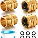 Solid brass Garden Hose Fittings Connectors Adapter Heavy Duty Brass Repair Male, Female faucet leader coupler dual water hose connector (3/4" GHT Double Male Double Female 4 Pcs)