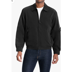 London Fog Mens Auburn Zip Front Golf Cotton Lightweight Jacket Black XLT