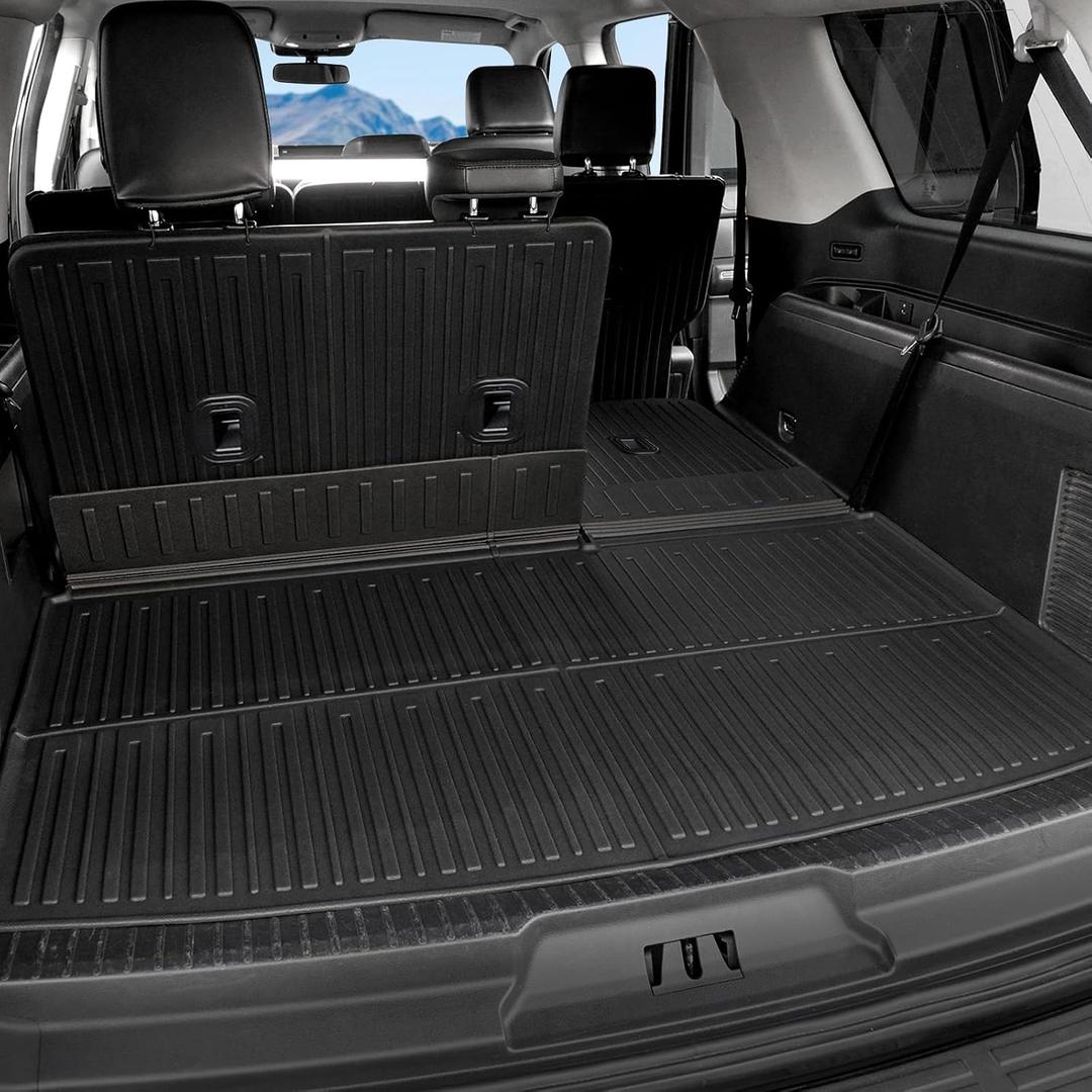 Cargo Mat Backrest Mats for 2018-2024 Ford Expedition Max/Lincoln Navigator L 7/8 Seats, All Weather TPE Trunk Mat Cargo Liner Accessories (Cargo Mat+3rd Row Backrest Mats)