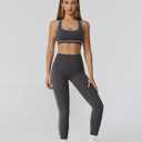 3 Piece Women Workout Set Sports Bra Tank Zip Jacket High Waist Leggings Casual Yoga Gym Outfit Athletic Clothing Sets (Gray, M)