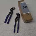 WORKPRO 2-Piece 7-Inch Pliers Wrench & Groove Joint Pliers Set, Quick Adjustment, CR-V Steel, Smooth Jaw & V-Jaw, Upgraded Wide Opening, Soft Grip - for Plumbing, Pipe Fittings, Household Repairs