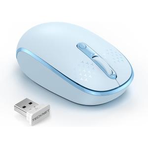 TECKNET Wireless Mouse, 2.4G Quiet Computer Mouse with USB Receiver, 4 Buttons Portable Cordless Mice for Chromebook, Laptop, PC, Mac, 800/1200/1600 DPI - Blue