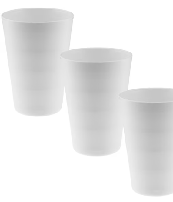 Reusable Plastic Cups 18 oz, Unbreakable Drinkware Dishwasher Safe 3-Pack, White