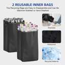 26 Gallon Recycling Bin for Kitchen, 100L Recycle Bin with Lid, Recycle Bins for Kitchen with 4 Wheels(Lockable),2 Reusable Inner Bags, for Bottle Can Glass Plastic Stickers, Black