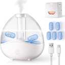 Cool Mist Humidifiers for Bedroom - 1.5L Small Quiet Ultrasonic Air Humidifier with 5 Filters Colorful Night Light for Baby Kids Plant Office Nursery Work Home Living Room Office Indoor (White)