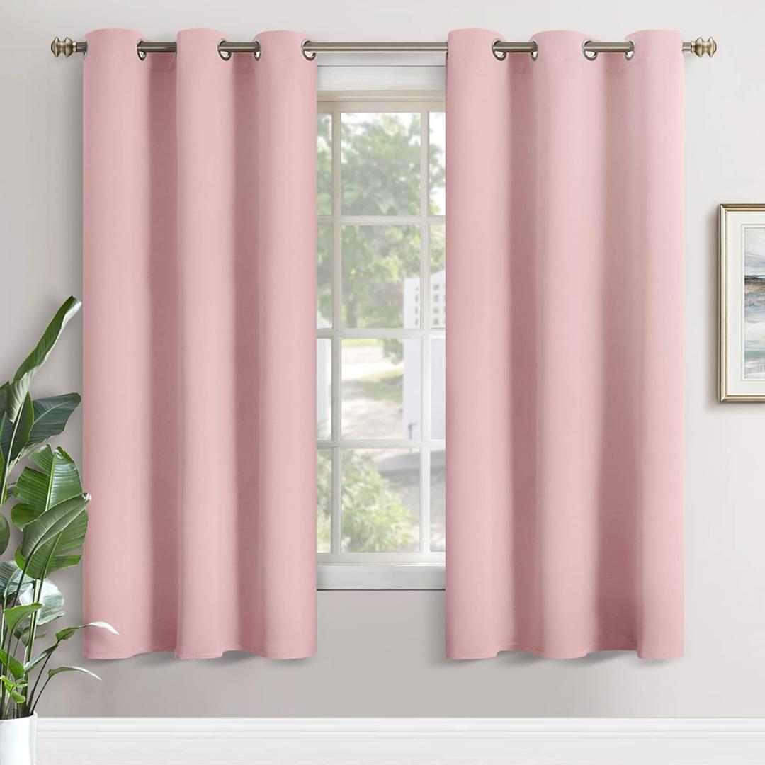 YoungsTex Baby Pink Room Darkening Curtains 72 Inches Length for Nursery - Thermal Insulated with Grommet Blackout Drapes for Girl Bedroom, 2 Panels, 42 x 72 Inch