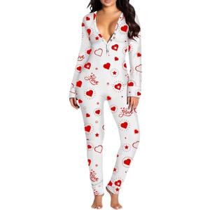 ICNGLKSND Women's Jumpsuit One Piece Pajamas V Neck Long Sleeve Bodycon Bodysuit Romper Sleepwear (Large, White)