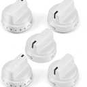 Atgestore WB03X24795 KIP 5G92 Stove Knobs Replacement for GE Stove Parts 222D5793 Burner Cooktop Knobs GE Range Oven Parts General Electric Cooktop Surface Burner Control Knobs White Plastic, 5 Pcs