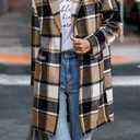 PRETTYGARDEN Women Plaid Shacket Jacket Trendy Fall Casual Button Wool Blend Tartan Trench Coat Winter Clothing with Pockets
