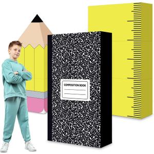 9 Pcs Back to School Decoration Large Pencil Notebook Rulers Boxes, 47 inches