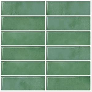 DEWOO Green Peel and Stick Backsplash Subway Tile for Kitchen, 10-Sheet (12"×12")