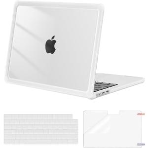 MOSISO Compatible with MacBook Air 13 inch Case 2025 2024 2023 2022 M4 A3240 M3 A3113 M2 A2681,Anti-Cracking Heavy Duty TPU Bumper Hard Case&Keyboard Skin&ScreenFilm for MacBook Air 13.6, Transparent