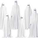 Xtinmee 6 Set Halloween Ghost Costume Full Cover White Sheets and 2 Black Costume Glasses for Adult Cosplay Party Supplies