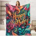 Happy Birthday Gifts for Women Girls, Birthday Gifts Throw Blanket for Adult Kids Teens, Gifts Blanket Home Room Decor, Flannel Soft Blanket for Bed Couch 50"x60"