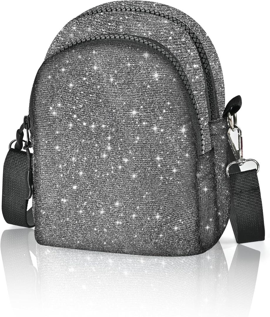 Glitter Crossbody Bag for Women Sparkle Cell Phone Purse Lightweight Shoulder Bag with Adjustable Strap
