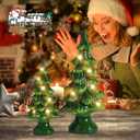 Yinns Christmas Decor 2 Pack Ceramic Christmas Tree Christmas Tree Light Up Tabletop Decor for Xmas Decoration Indoor Home Party Supplies