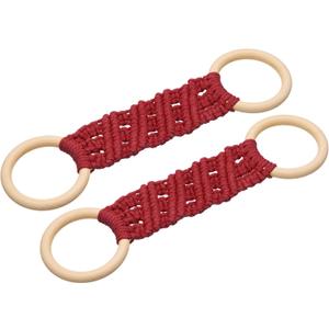 uxcell 2Pcs Kitchen Dish Towel Holder, 11"x3" Crochet Towel Ring with Hanging Loop for Cabinet House Oven Stove Door, Red