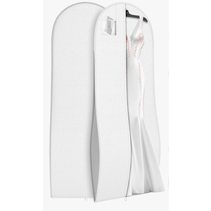 72" Tapered Long Dress Bags for Gowns - Wedding Dress Garment Bag for Dresses - Long Garment Bags for Hanging Clothes & Closet Storage, Dress Bag for Airplane White