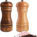 Salt and Pepper Grinders Set,Ouktor Manual Wooden Salt and Pepper Mills Shakers, Ceramic Rotor with Strong Adjustable Coarseness (5.5inch)